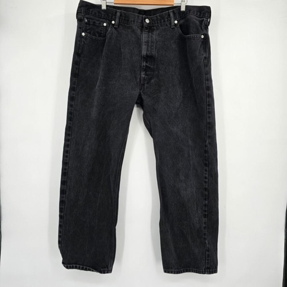 Levi's 505 Mens Jeans Black Wash Straight Leg Size 42 x 30 Baggy Relaxed